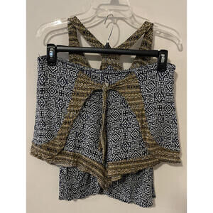 Xhilaration Womens Large/XL Blue Abstract Blouse & Shorts Outfit! A1711